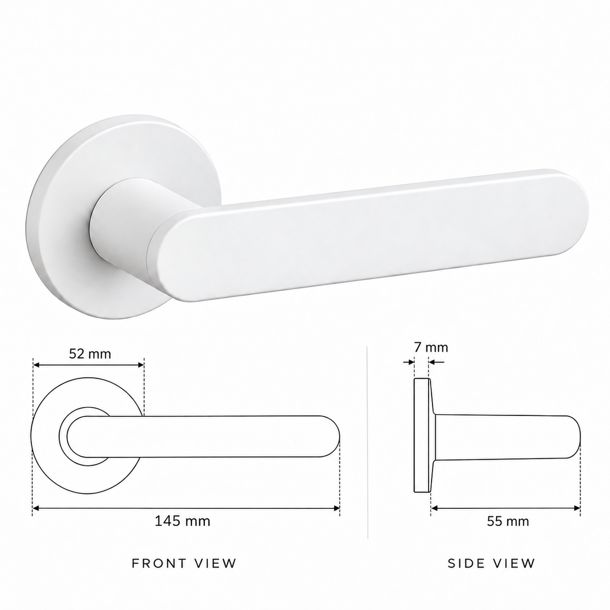 Matt White Internal Door Handles – Round Rose Pair