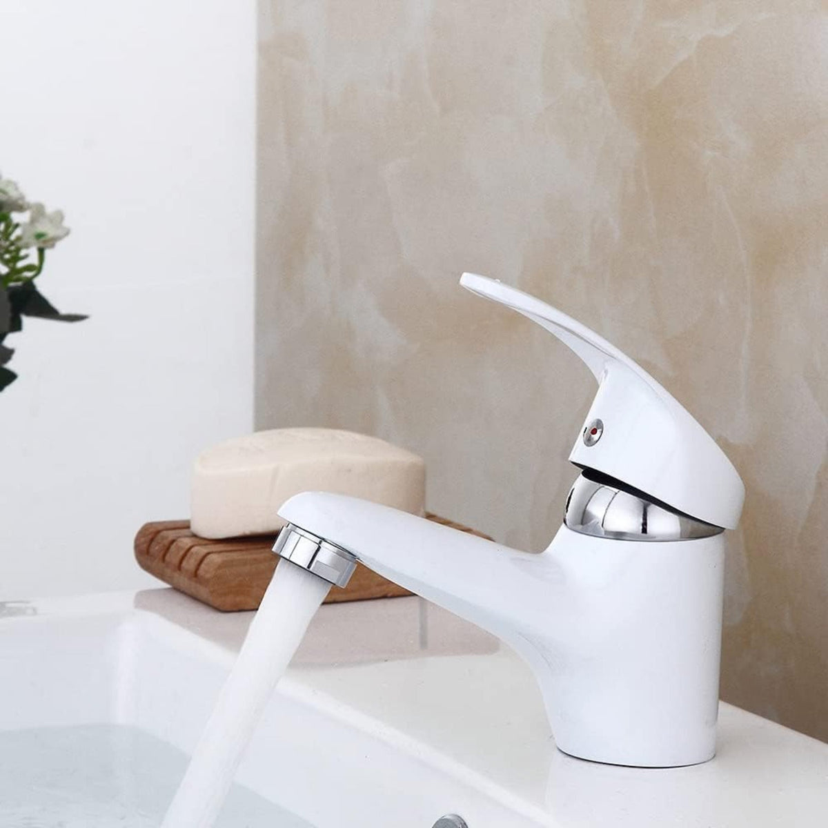 White Basin Mixer Tap – Single Lever Monobloc