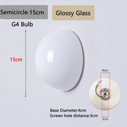 Semicircle Glossy15 white glass wall light dimensions