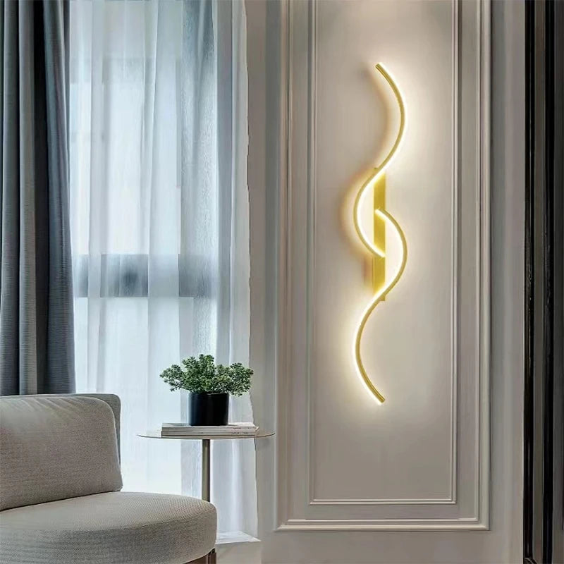Modern LED Wall Light – Curved Wave Design