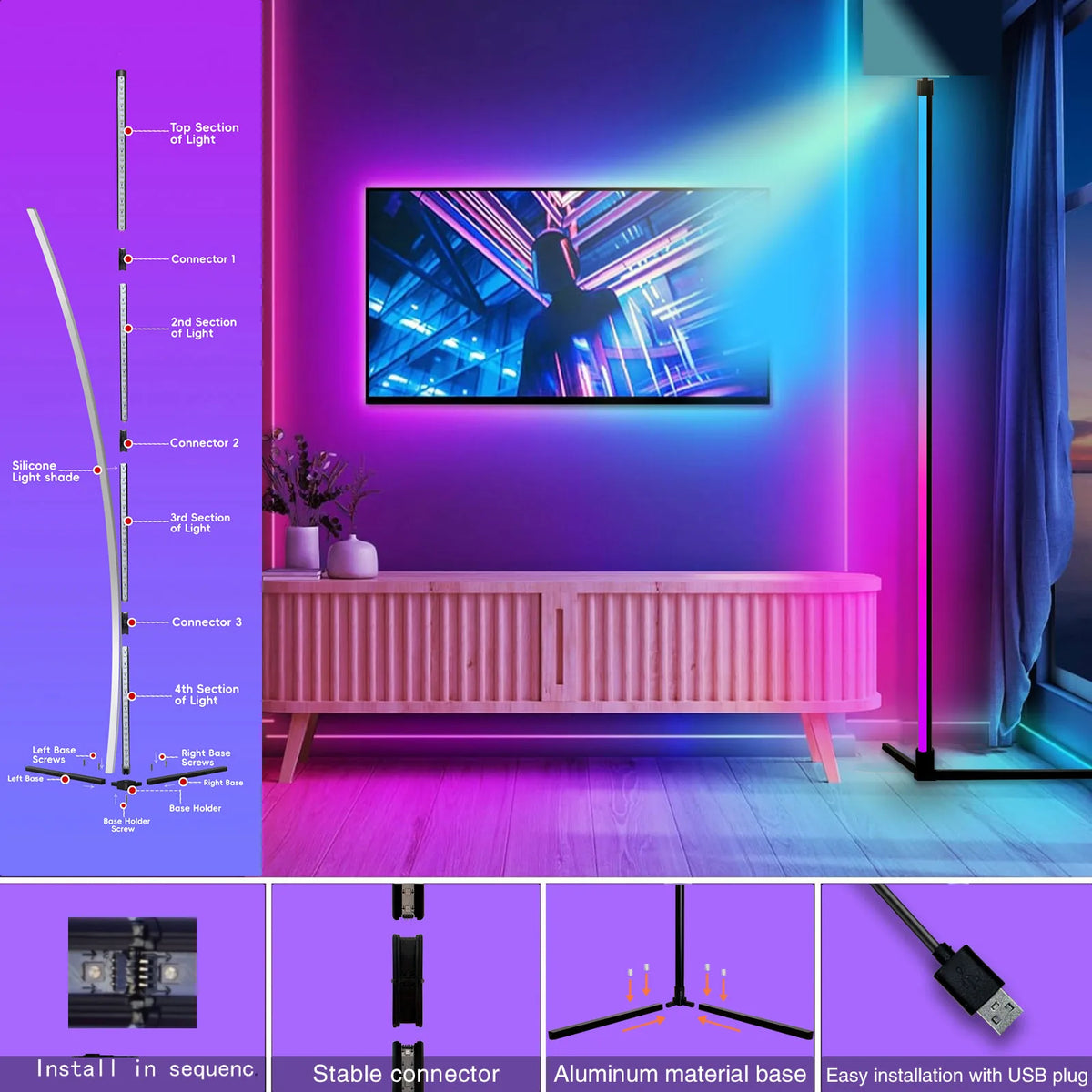 RGB Floor Lamp – Colour Changing with Music Sync