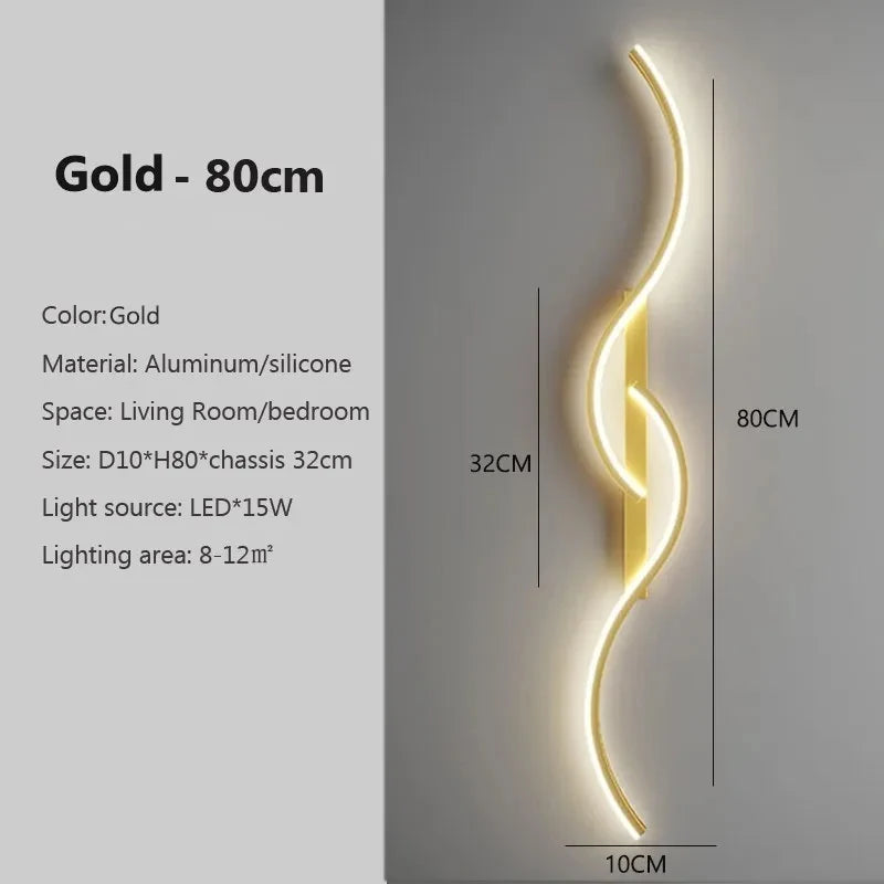 Modern LED Wall Light – Curved Wave Design