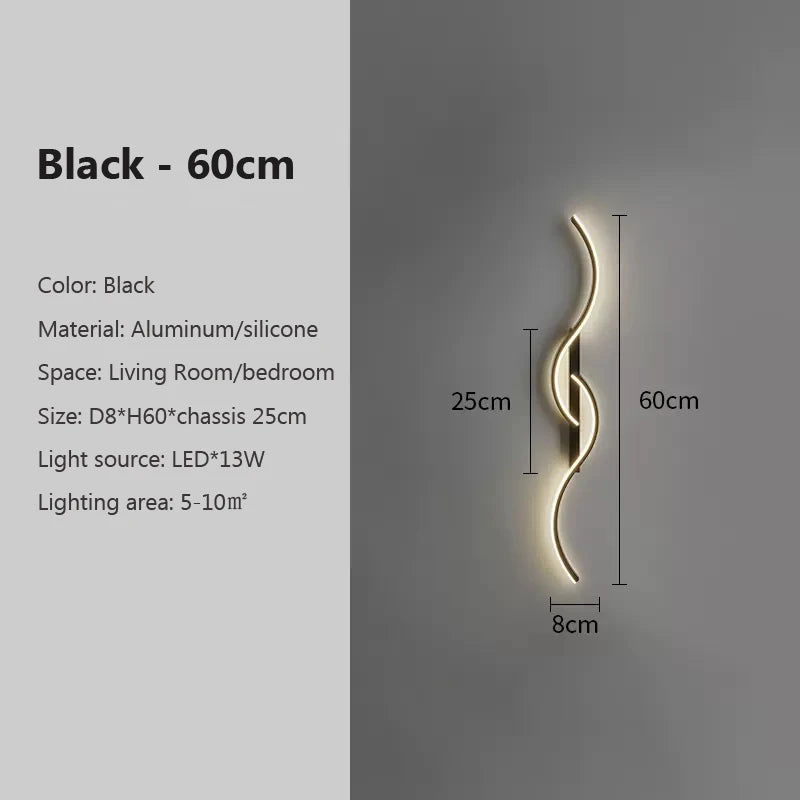 Modern LED Wall Light – Curved Wave Design