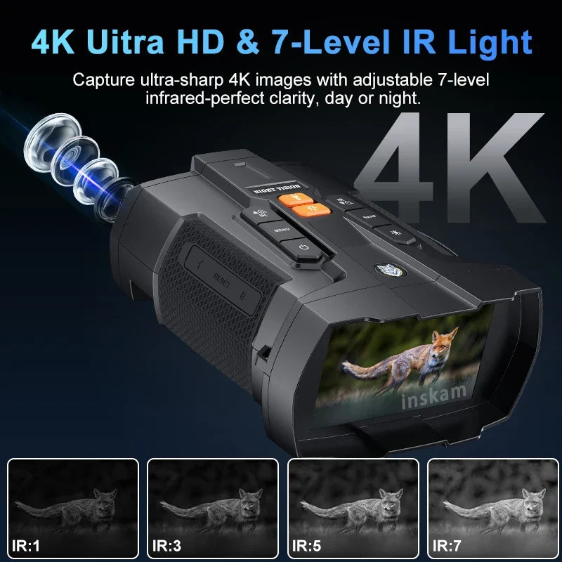 4K Night Vision Binoculars – 4.5″ Screen & 10x Digital Zoom