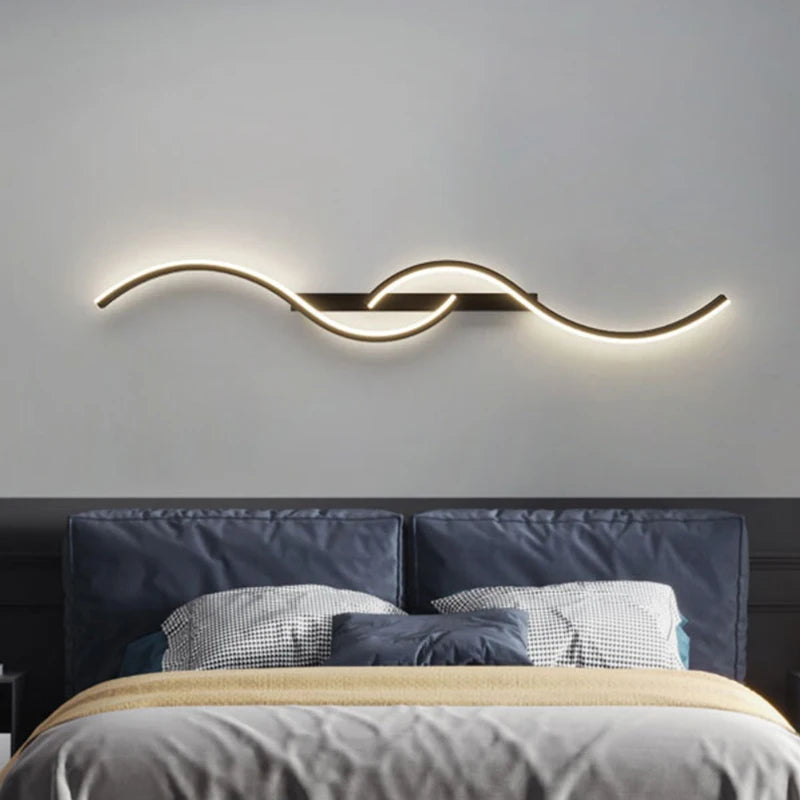 Modern LED Wall Light – Curved Wave Design