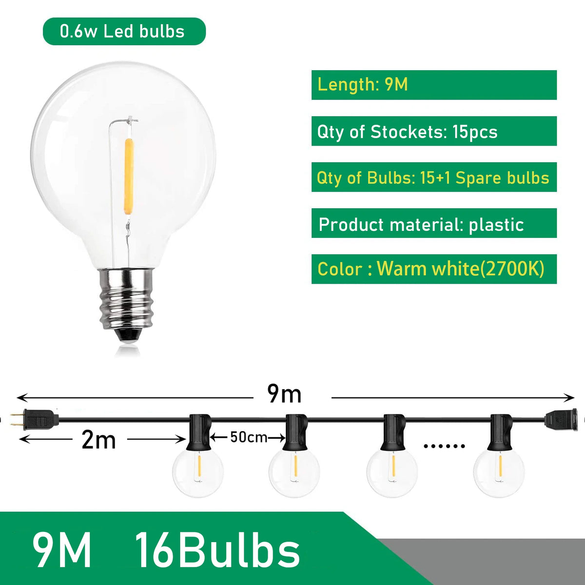 Outdoor Festoon Lights – G40 Globe Bulbs