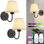 Battery Operated Wall Lights – Fabric Shade & Remote Control