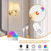 Battery Operated Wall Lights – Fabric Shade & Remote Control