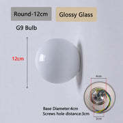 Round Glossy 12cm white glass wall light dimensions