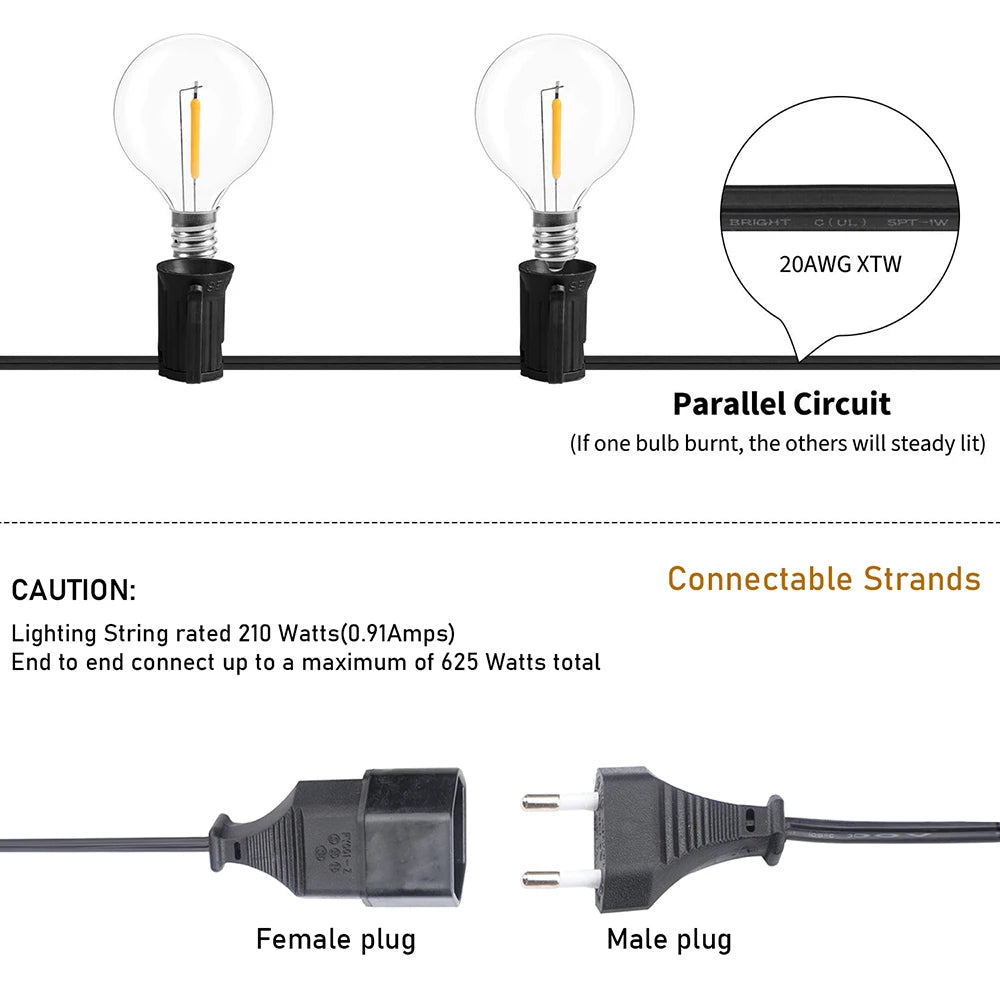 Outdoor Festoon Lights – G40 Globe Bulbs