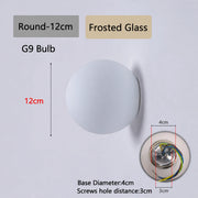 Round Frosted 12cm white glass wall light dimensions