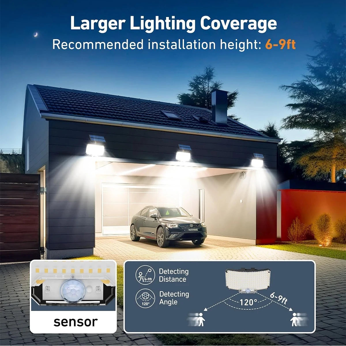 Solar Outdoor Wall Light with Motion Sensor & Remote Control