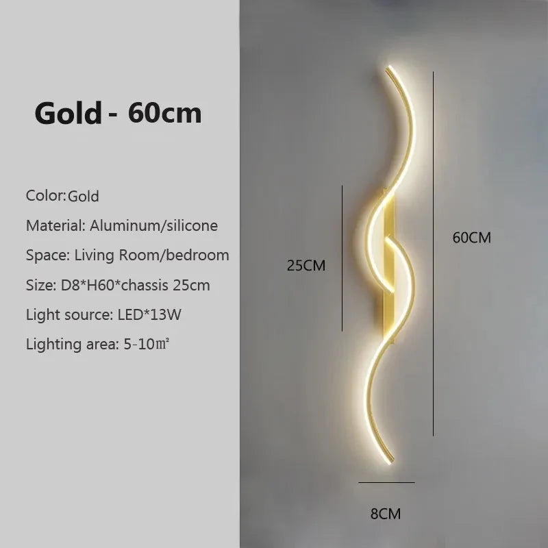 Modern LED Wall Light – Curved Wave Design