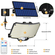 Solar Outdoor Wall Light with Motion Sensor & Remote Control