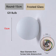 Round Frosted  15cm white glass wall light dimensions