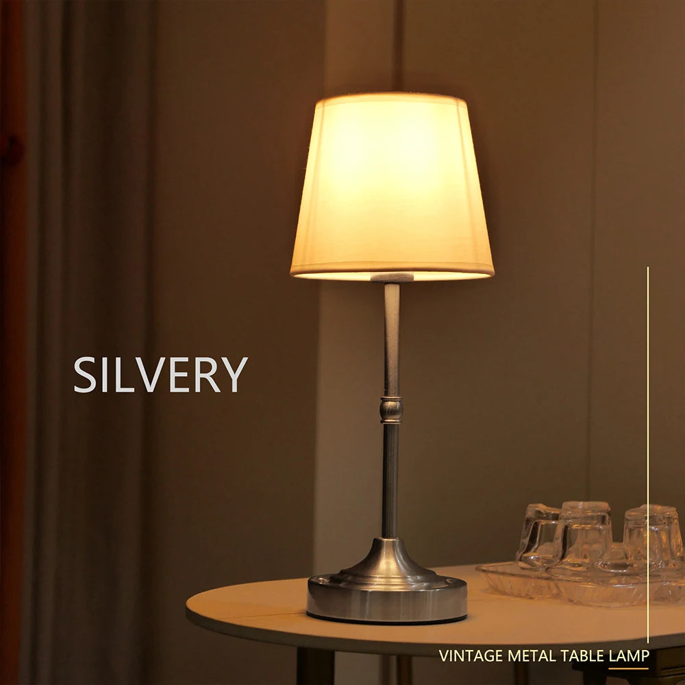 Rechargeable Table Lamp – Fabric Shade & Touch Control