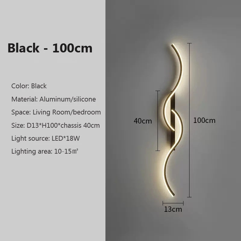 Modern LED Wall Light – Curved Wave Design