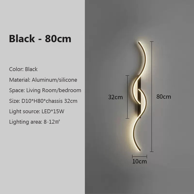 Modern LED Wall Light – Curved Wave Design
