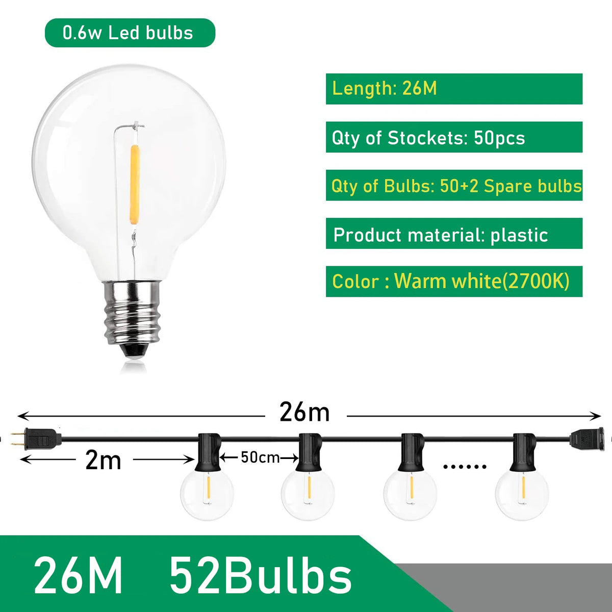 Outdoor Festoon Lights – G40 Globe Bulbs