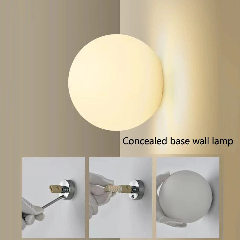 Globe Wall Light – White Glass & Concealed Base
