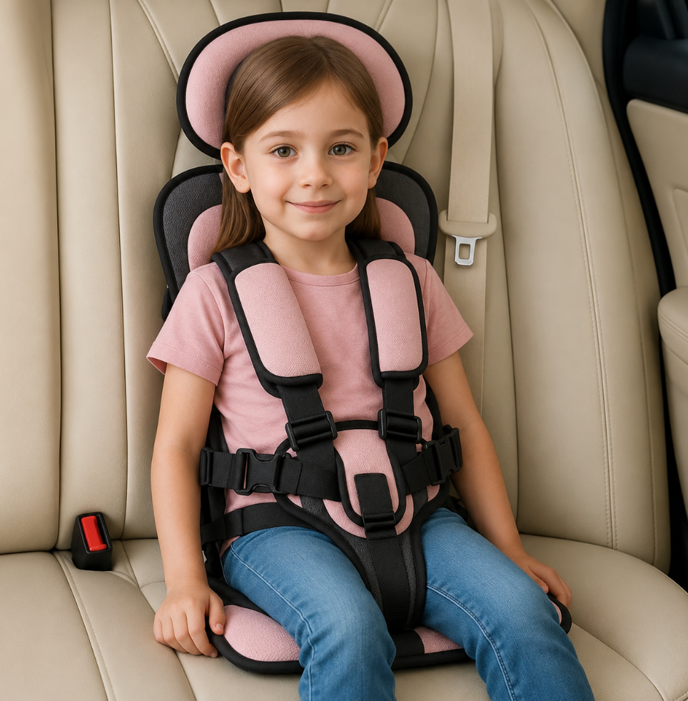 Portable Child Travel Seat, Foldable Lightweight Compact Design with Adjustable Harness, Removable Fabric, 2 Sizes and 8 Colours for Family Travel