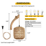 Rattan Wall Light – Woven Shade & Wooden Bracket
