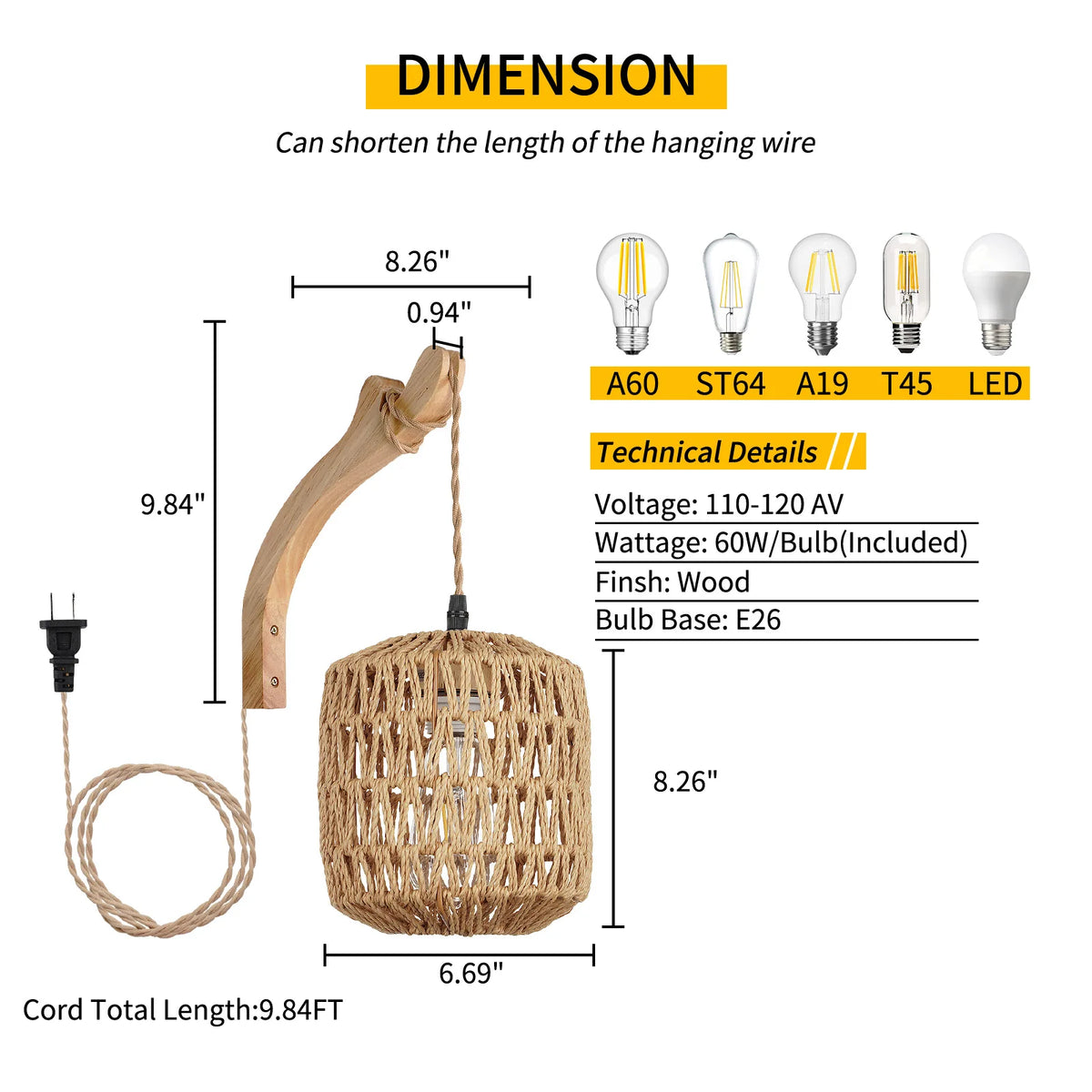 Rattan Wall Light – Woven Shade & Wooden Bracket