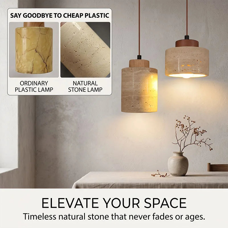 Travertine Pendant Light – Wabi-Sabi Design