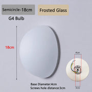 Semicircle Frosted18 white glass wall light dimensions