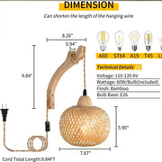 Rattan Wall Light – Woven Shade & Wooden Bracket