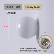 Round Glossy 15cm white glass wall light dimensions