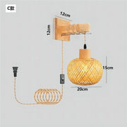 Rattan Wall Light – Woven Shade & Wooden Bracket