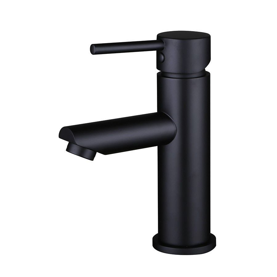 Matte black basin mixer tap side view