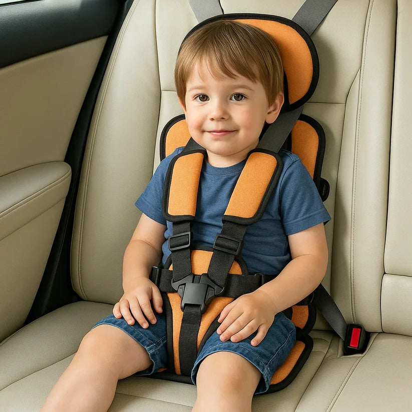 Portable Child Travel Seat, Foldable Lightweight Compact Design with Adjustable Harness, Removable Fabric, 2 Sizes and 8 Colours for Family Travel