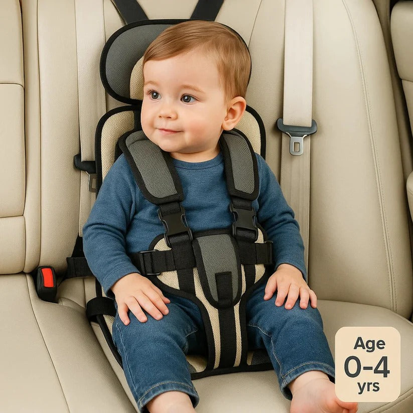 Portable Child Travel Seat, Foldable Lightweight Compact Design with Adjustable Harness, Removable Fabric, 2 Sizes and 8 Colours for Family Travel