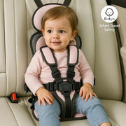 Portable Child Travel Seat, Foldable Lightweight Compact Design with Adjustable Harness, Removable Fabric, 2 Sizes and 8 Colours for Family Travel