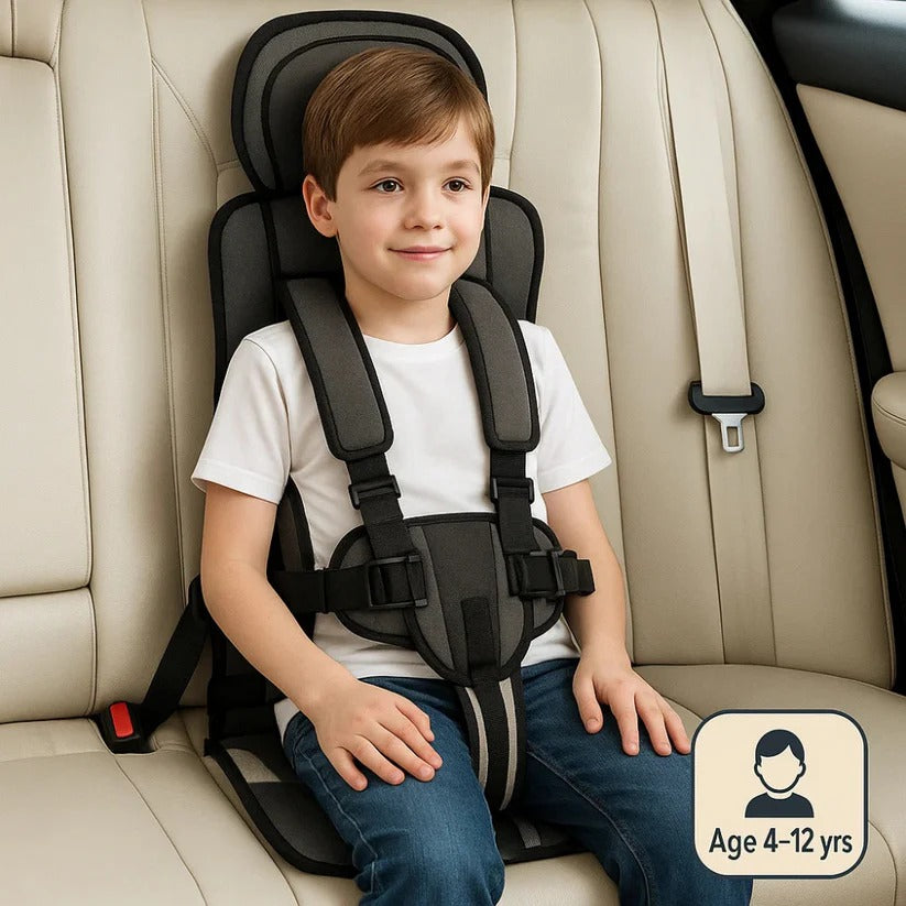 Portable Child Travel Seat, Foldable Lightweight Compact Design with Adjustable Harness, Removable Fabric, 2 Sizes and 8 Colours for Family Travel