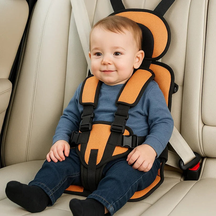 Portable Child Travel Seat, Foldable Lightweight Compact Design with Adjustable Harness, Removable Fabric, 2 Sizes and 8 Colours for Family Travel