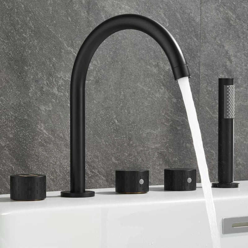 3-hole bath mixer with hand shower 1