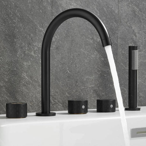 3-hole bath mixer with hand shower 1