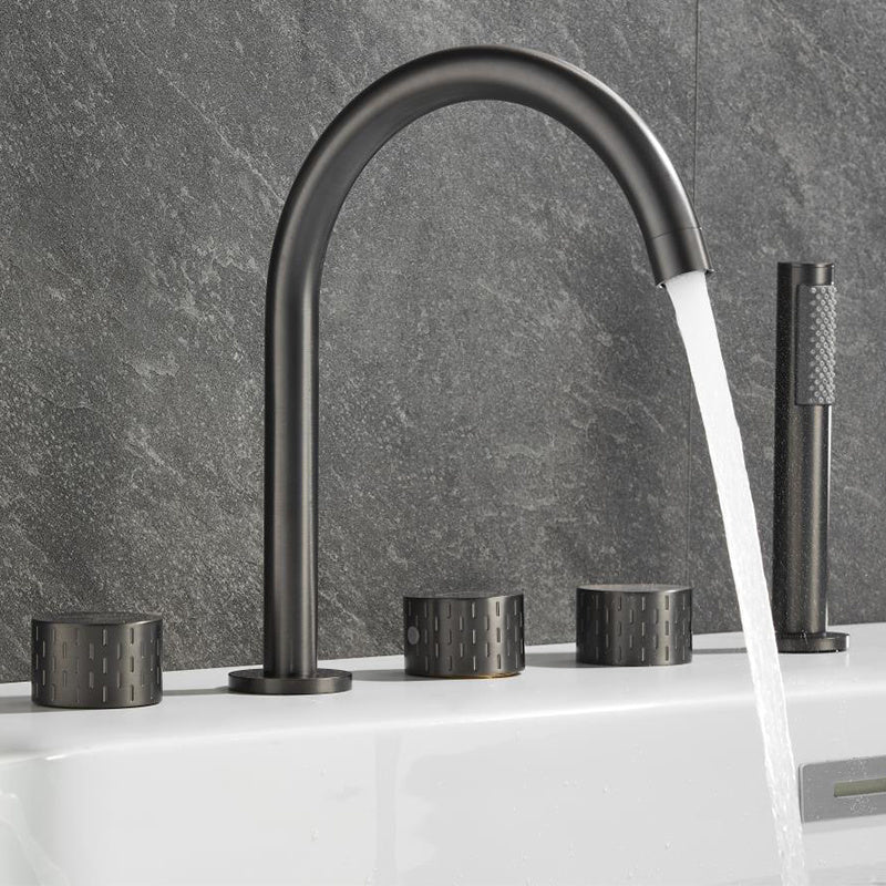 3-hole bath mixer with hand shower 3