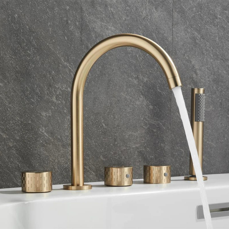 3-hole bath mixer with hand shower 5