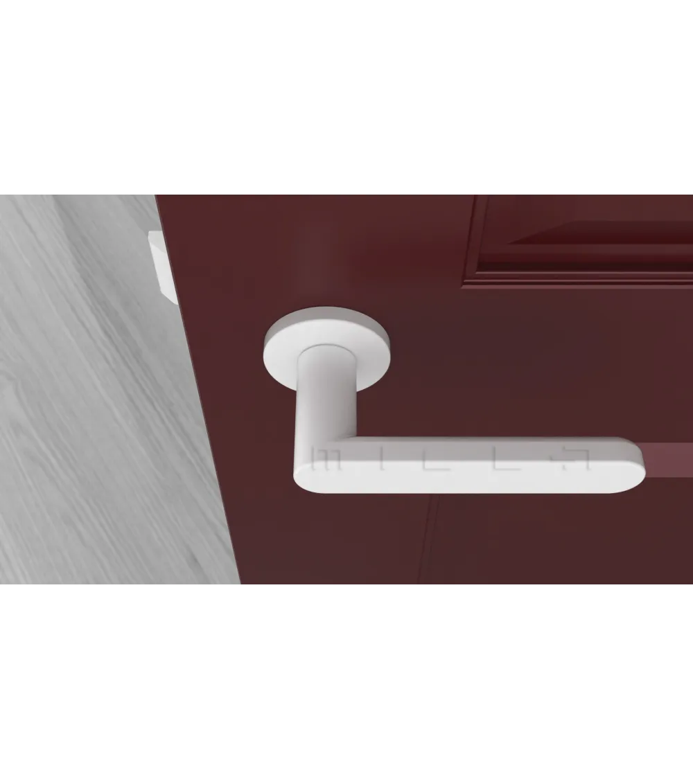 White Internal Door Handles – Round Rose Pair