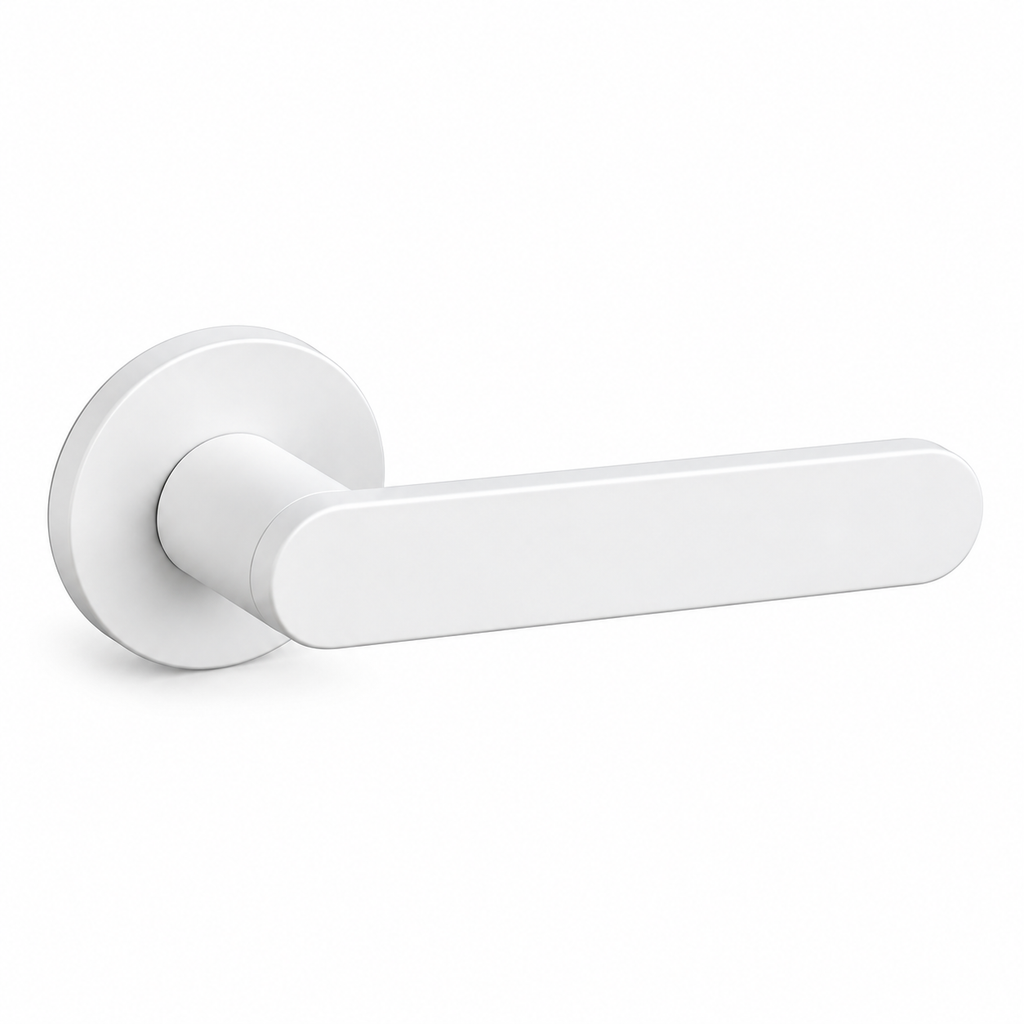 ALORA white door handle – complete view on white background