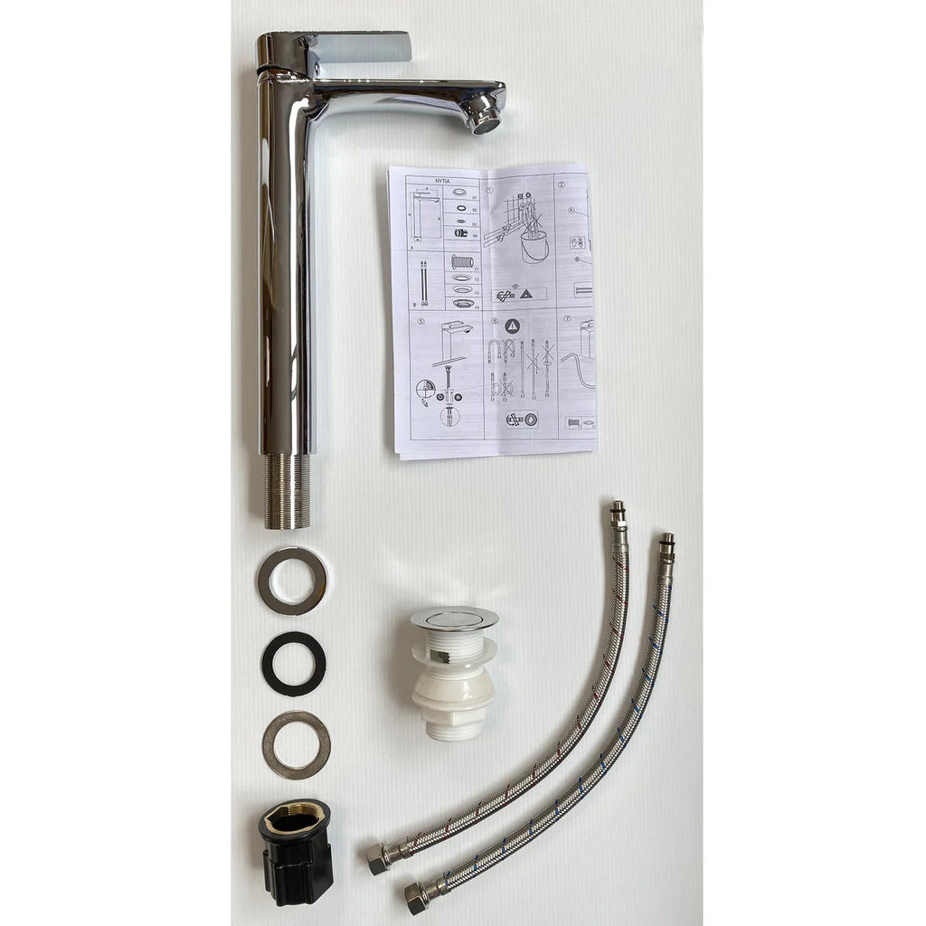 Chrome tall basin mixer tap – close-up