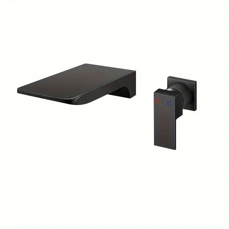 Wall mounted waterfall basin mixer tap close-up