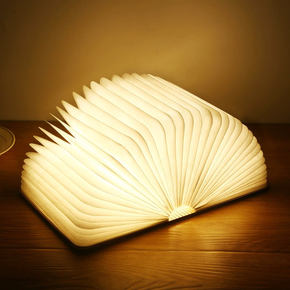 Rechargeable wooden book lamp small