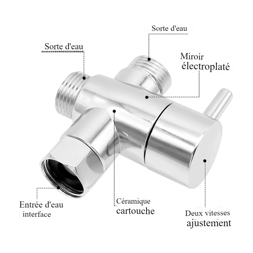 Chrome 3-way WC tap 1/2 6