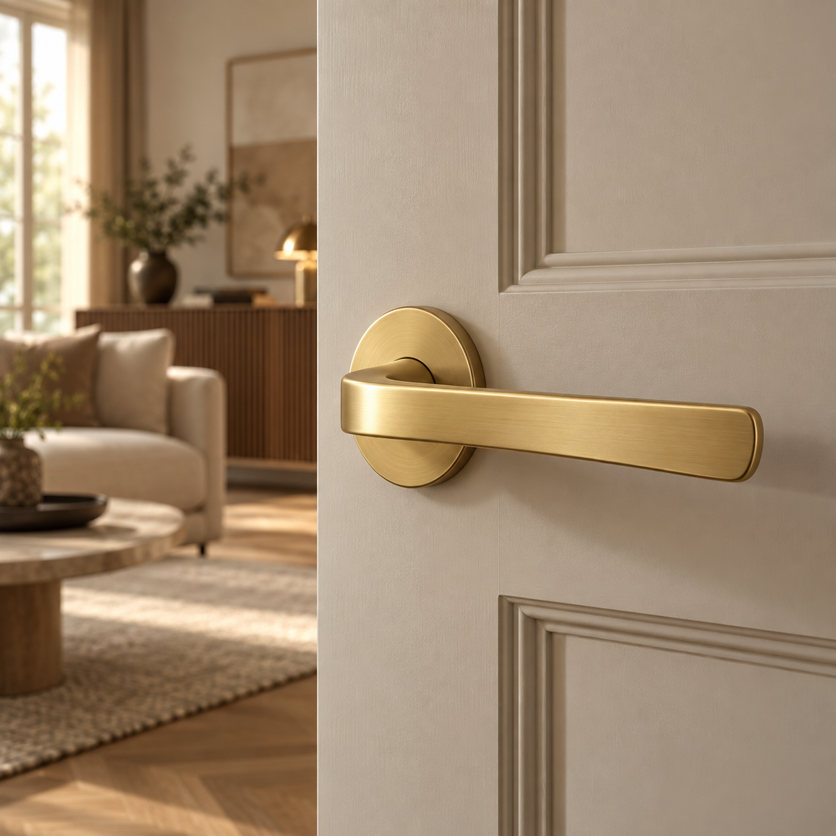 Matt Gold Internal Door Handles – Round Rose Pair