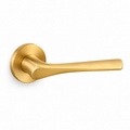 Matt Gold Internal Door Handles – Round Rose Pair – complete view on white background